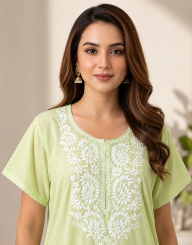 Image of Nighty| Nighty for Women Stylish| Night Gown for Women Stylish| Elegant Embroidery Detailing| Lightweight & Breathable PV Crush Fabric|
