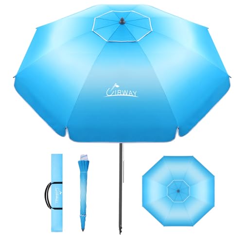 UIRWAY 8.5FT Beach Umbrella, Heavy Duty Windproof Beach Umbrellas with Sand...