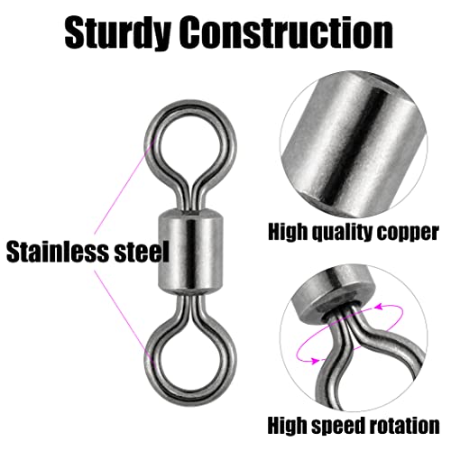 Image of Dr.Fish 50 Pack Fishing Micro Swivels Fly Fishing Swivels Rolling Barrel Swivels High Strength Solid Rings Hook line Connector Black Nickel Swivels Fishing Tackles 7mm