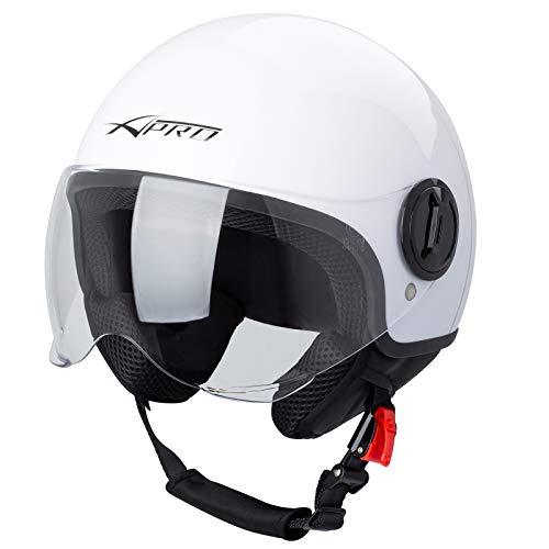 Casque Moto Scooter Demi Jet Visiere Ouvert Approuvé ECE 22 SonicMoto Blanc L