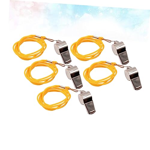 Set de 5 silbatos deportivos de acero inoxidable con cordón miniatura 2