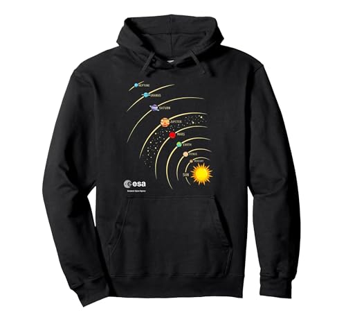 ESA Sonnensystem Planeten Sonne Umlaufbahn Pullover Hoodie, Unisex für Erwachsene, Schwarz, L