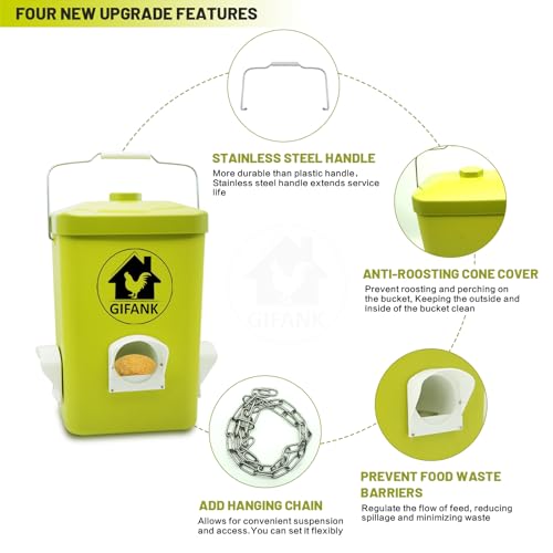 Chicken Feeder and Waterer Set,3 Gallon Automatic Chicken Feeder No Waste,Hanging Poultry Waterer Feeder Kit with Chicken Waterer Nipples and Feeding Ports,Chicken Coop Accessories - Image 5