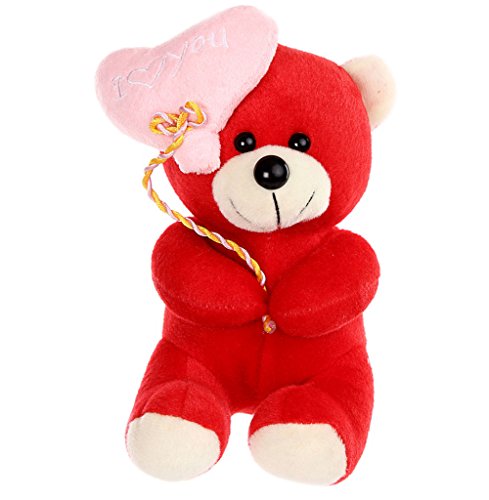 Image of Tickles Heart Balloon Teddy Soft Stuffed Plush Toy for Kids Baby Girls & Boys Birthday Gifts Valentine's Day Home Decoration (Color: Red Size: 18 cm)