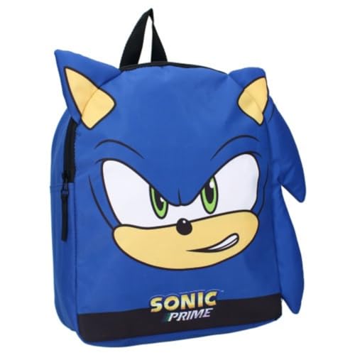 mybagstory Sac à dos – Sonic – Bleu - Enfant - Ecole - Primaire - Maternelle - Garderie - Cartable Garçon - Taille 32 cm - Bretelles réglables – Idée...