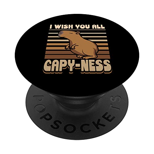 I Wish You All Capy-ness Cute Capybara PopSockets Swappable PopGrip, Black