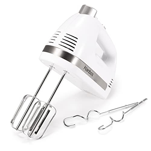 Elektrischer Hand Mixer, 450w 5 Geschwindigkeiten elektrischer Handmixer mit 2 Knethaken und Schneebesen, für Eiercreme…