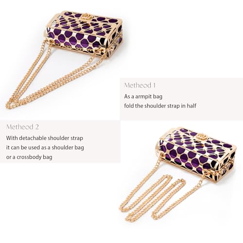 Image of CARIEDO Women Evening Bag Elegant Clutch Purse Exquisite Velvet Metal Hollow out Handbags Prom Wedding Party