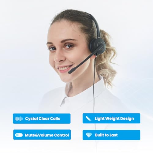 Image of VT Wired Headset with ENC Noise Cancelling Mic, USB-C /A Headphones with in-line Controls for Computer for Zoom /Teams Calls,Online Classes, Customer Service
