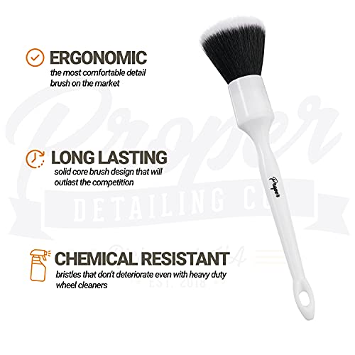 Proper Detailing Co. Car Detailing Brush Set, 2 Pack Soft Detailing Brushes, Clean Interior Or Exterior, Infotainment Screens, Emblems, Automotive Detail Brush #TOP2