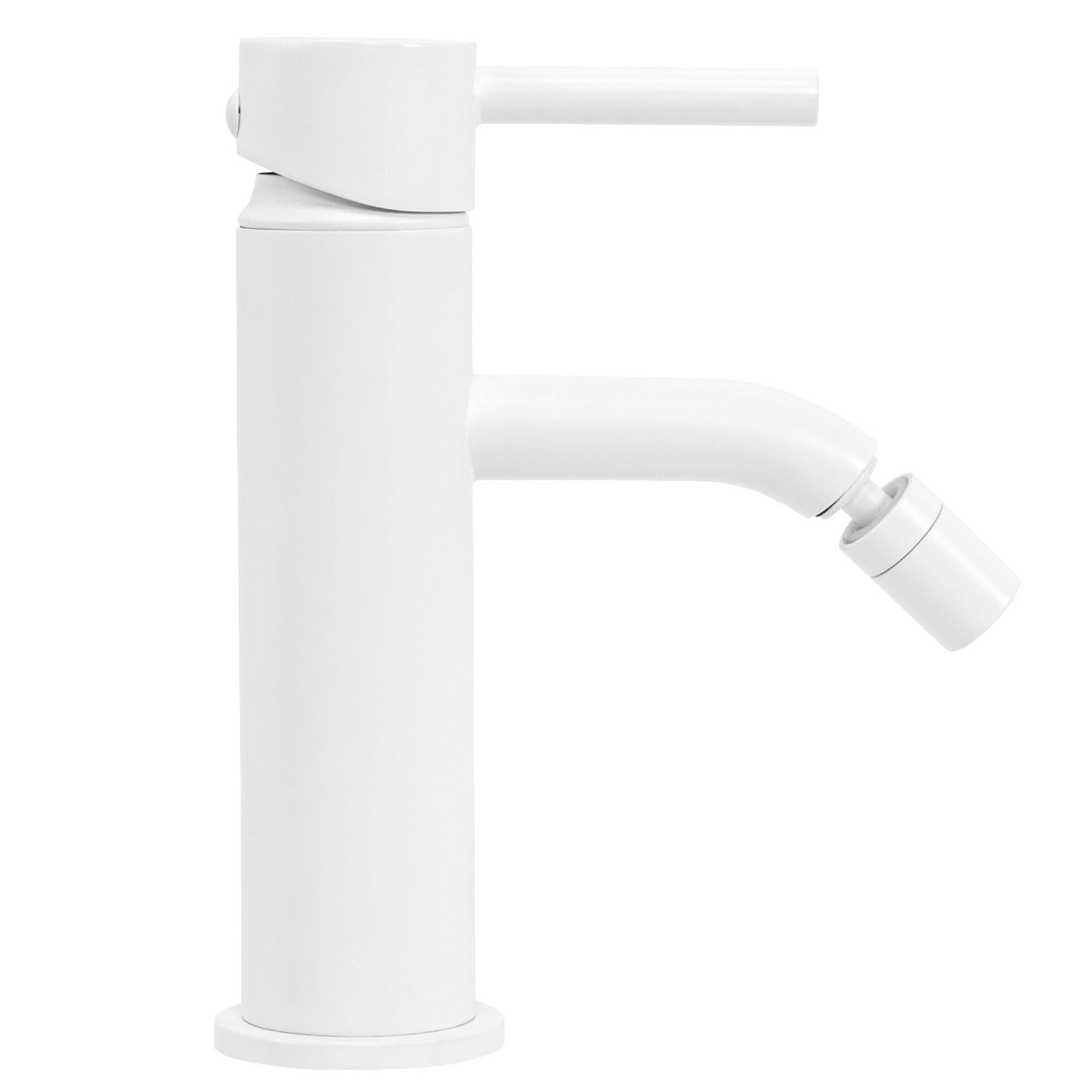 Rea - Rubinetto Da Bidet Lungo White Miscelatore Monocomando In Ottone Per Wc Bagno (Bianco) 14 X 5 X 17 cm