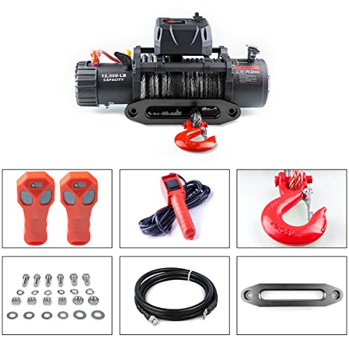 Rugcel Winch 13500 WINCH 12000Lb Waterproof Electric Black Synthetic Rope Winch thumb #3