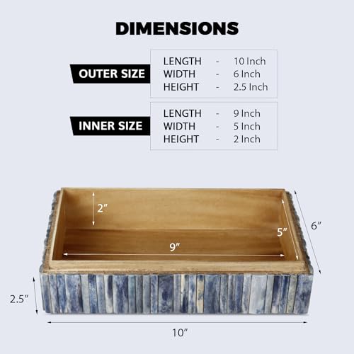 Image of Handicrafts Home Decorative Box - Handmade Jewelry Organizer Box with Lid - Keepsake Box for Home Decor, Jewelry, Accessories, Collectibles - Modern Wooden Storage Box - Ocean, 10X6X2.5 inch