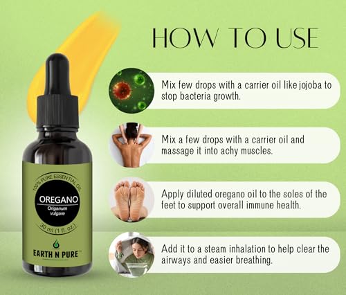 Image of Earth N Pure Oregano Essential Oil Undiluted, Natural and Therapeutic Grade - 50 ml