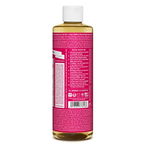Image of Dr. Bronner's - Pure-Castile Liquid Soap (Rose, 16 ounce) - Made with Organic Oils, 18-in-1 Uses: Face, Body, Hair, Laundry, Pets and Dishes, Concentrated, Vegan, Non-GMO (Pack of 2)