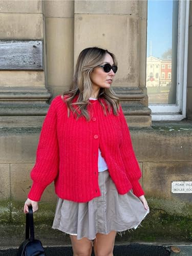 YKR Womens Fall Cardigan Sweater Long Sleeve Chunky Knit Open Front Button Loose Casual Cardigan Coat2