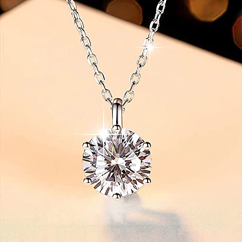 Moissanite Necklaces for Women 925 Sterling Silver Necklace with 1CT Moissanite Pendant 18K Gold-Plated Dainty Jewelry Gift for Women Mom4
