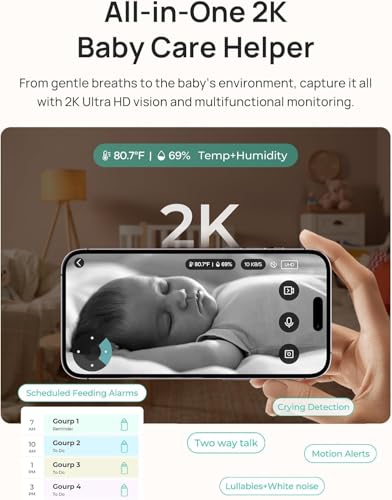 Image of Dr.Care LumiView Plus Smart WiFi Baby Monitor with 2 Cameras - 5.5 inch 1080P Split Screen & 2K Camera, Privacy Mode, Cry & Motion Alerts, 5000mAh Removable Battery, RGB Night Light, HD Night Vision