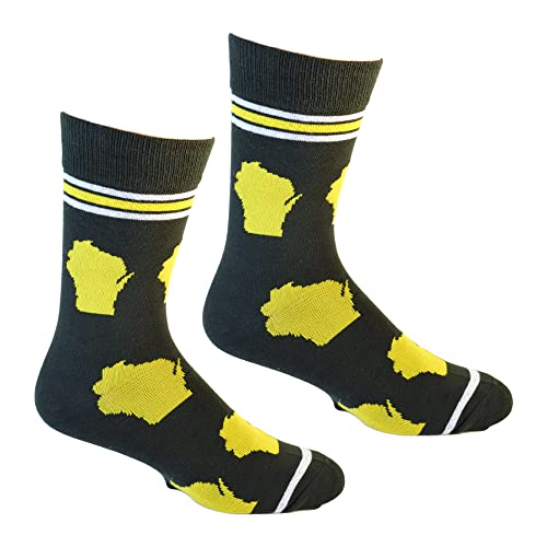 Wisconsin Shapes in Green and Yellow Men's Socks