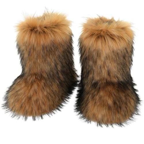 Women's Faux fur Boot Warm Comfortable Outdoor Flat Shoes Furry Fluffy Short Snow 2025 Boot Mid-Calf Boots