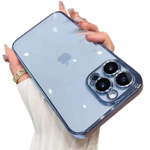 VONZEE Thermoplastic Polyurethane Transparent Case Compatible With Iphone 13 Pro(6.1 Inch),Luxury Electroplated Soft Edge Bumper Case,Full Camera Protection&Reinforced Corners Case Cover(Sierra Blue) (B0B93F2GMF) Amazon Price History, Amazon Price Tracker