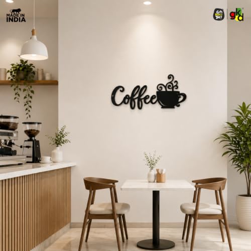 Image of Gift Kya De Coffee Wall Hanging Sign for Kitchen & Cafe | Wooden Wall Art for Coffee Corner | Black Kitchen Decor for Home & Restaurants