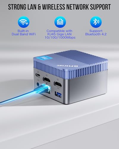 Image of GMKtec Mini PC Intel N97 (up to 3.60GHz) 12GB DDR5 512GB SSD Micro Desktop Computer for Business, School, Office Support 4K Dual HDMI Display /WiFi5 /BT4.2 /USB3.2 Blue G5