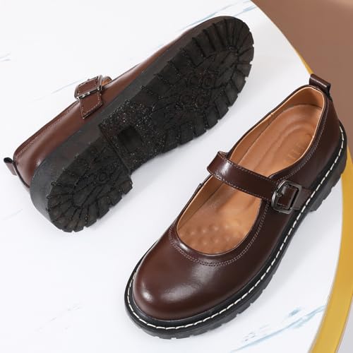 Image of Mary Jane Shoes Women Mary Janes Mary Jane Flats Comfortable Flat Leather