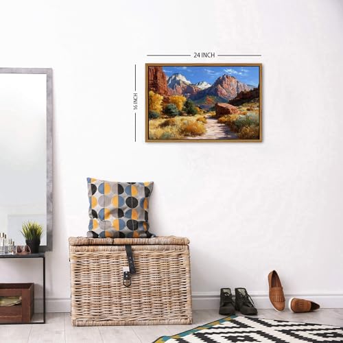 Image of Zion National Park Canvas Wall Art Red Rock Canyon Scenery Wall Decor Nature Utah Mountains Landscape Prints Painting Southwest National Park Posters for Living Room Bedroom Home Decoration 16x24 inch