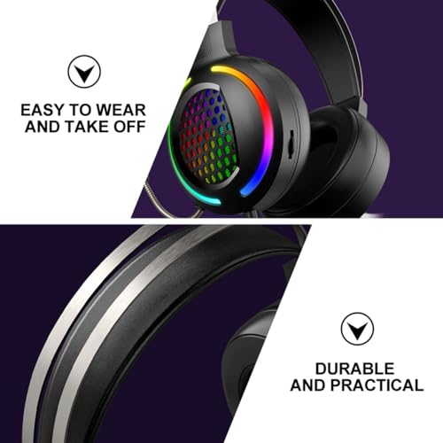 Casque de jeu PC léger avec micro noir et design lumineux - 3