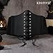 XZQTIVE Black Corset Waist Belt for Women, Wide Elastic Tie Waspie Belt for Dresses 4.7inch