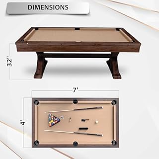 Freetime Fun 7 FT 3 in 1 Multi Game Pool Table with Dining Top Pool Table Ping Pong Table Combo, Includes Accessories and Tennis Paddles.