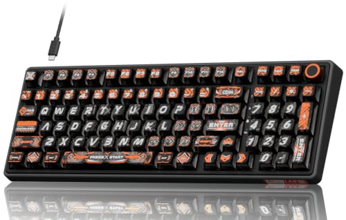 Image of RK ROYAL KLUDGE R98 Pro Wired Mechanical Keyboard, RGB PC Gaming Keyboard with Number Pad and Volume Knob, dye Sublimation DSA Profile Pudding Keycaps, for Win /MAC, Hot Swappable Tactile Beige Switch