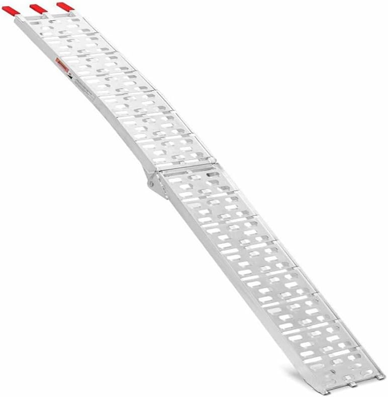 Kutis Lightweight Portable Folding Pickup Truck Aluminum Ramps 340 KG Powersports Loading Ramps for Trucks ATV UTV Bike Trailer Lawn Mover Motorcycle Pickup Ramp Includes Bonus Strap 28x226 cm.