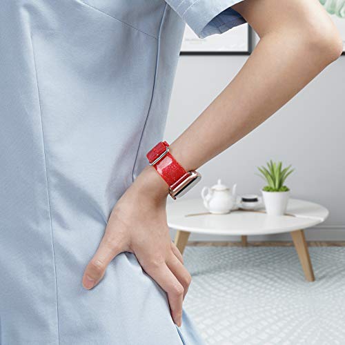 iiteeology Compatible with Apple Watch Band 42mm 41mm 40mm 38mm, Soft Glitter Clear iWatch Bands for Women Series 1-12 - Red - image 6