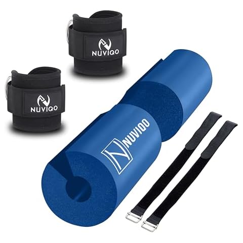 Barbell Pad (Blue) and Ankle Straps (Black) Set Cover