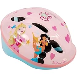 Patines Niña Princesas Casco Disney Princess para Niños y Niñas de 3-12 Años, Casco Infantil Bicicleta Ligero Ajustable, Casco de Patinadora para Niños, Orificios Ventilacion, Correa Barbilla Ajustable, Diámetro 52-56 cm