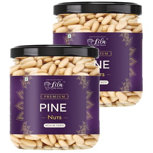 Image of LILA DRY FRUITS Pine Nuts without Shell 100 g (50g x 2) | Exotic Chilgoza Pine Nut Naturally Fresh, Crunchy & Aromatic | Big Size Neza Nuts Ideal for Cooking, Snacking Perfect for Gifting