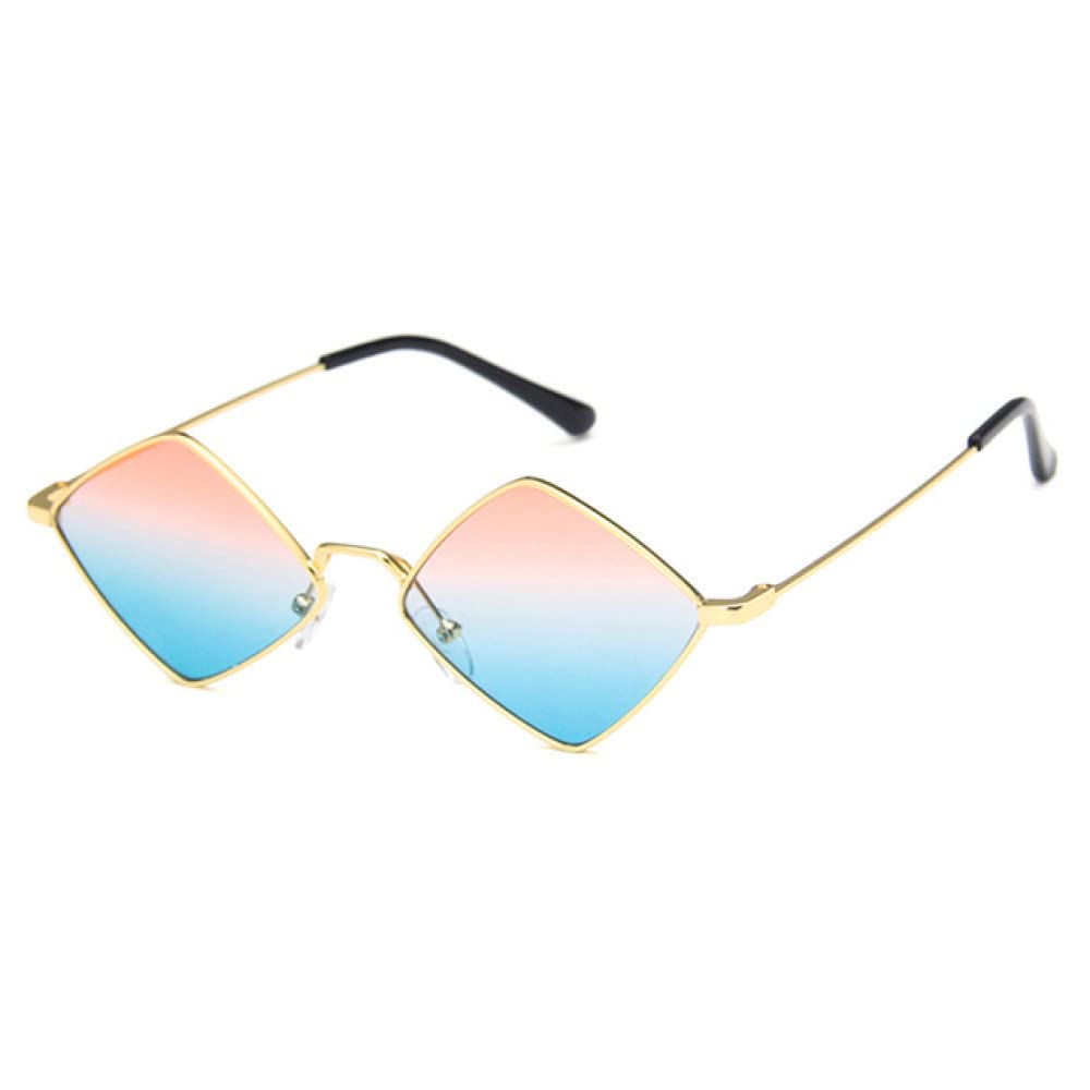 Occhiali Da Sole Rombo Piccoli Da Donna, Montatura In Metallo Con Specchio Color Oceano E Retro In Lega. Stile Retrò Unico, Taglia Unica.
