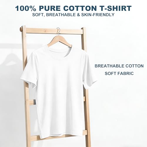 Sailk Men's Ringspun Cotton Relaxed Crewneck T-Shirt, Soft Breathable, Durable Casual Workwear 3 Pack White