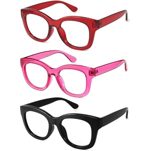 Image of JiSoo Oversized Reading Glasses for Women Men, Stylish Designer Readers Women with Large Frame
