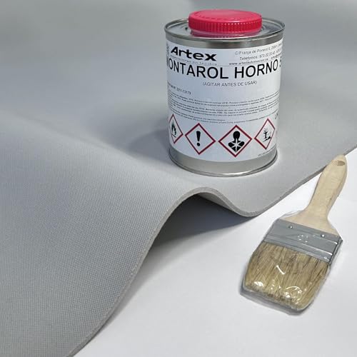 Kit para tapizar techo de coche y puertas - 2 Metros x 1,45 m de tela Gris foamizada + 1 L de cola para tapicería + brocha.