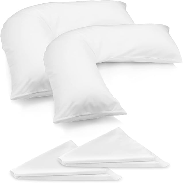 MH Traders 2 Pack Soft Support V Pillow with Pillowcase. Orthopedic Support Pillow for Neck, Back & Shoulder Maternity & Pregnancy Pillow V Pillow with Microfiber Filling & Machine Washable