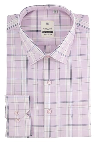 Image of 7-DAYS Men's Premium Checks Formal Shirt - Cotton Rich, Regular Fit, Full Sleeve, with Pocket, Wrinkle Resistant - Stylish Office & Everyday Wear.