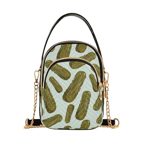 Pickle Cucumber Crossbody Bags for Women Detachable Strap Purses Shoulder Bag Travel Handbags