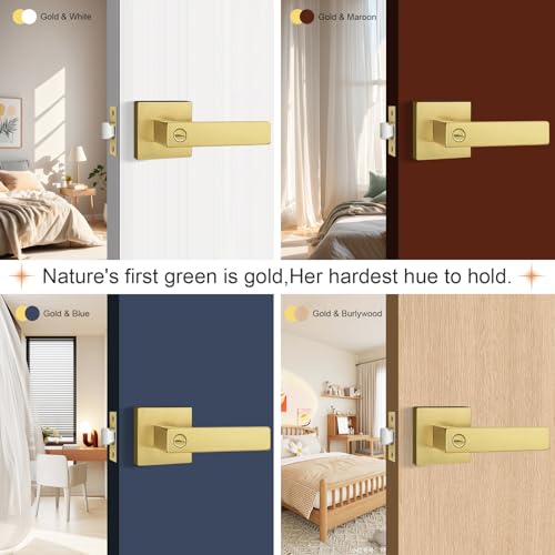 Probrico Gold Privacy Door Handle Lockset Heavy Duty Interior Door Lever for Bedroom Reversible Keyless Handleset Door Knob 10 Pack by Probrico - Image 7