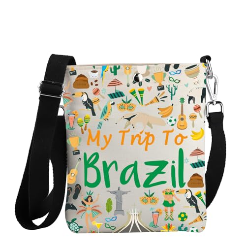 JYTAPP Brazil Travel Gift My Trip To Brazil Crossbody Bag Purse for Brazil Traveler Come to Brazil Gift