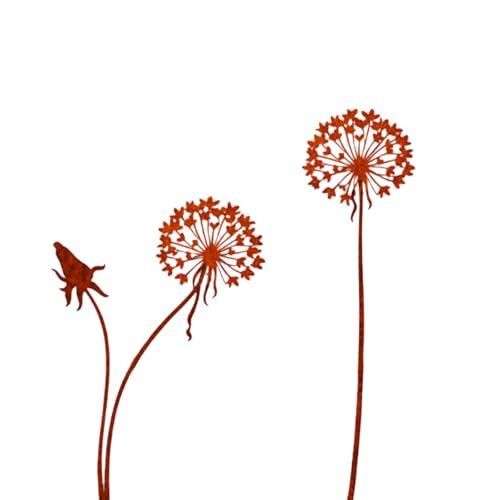 QijAOPD 2 Stück Gartendeko, Pusteblume Gartenstecker Rost, Gartenstecker Metall, Rost Deko für Garten Frühlingsdeko, Garten Deko Outdoor, für Frühling Außenbereich Dekoration, Terrasse Balkon