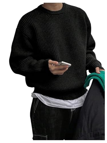 GORGLITTER Men's Crew Neck Sweaters Long Sleeve Knitted Pullover Sweaters