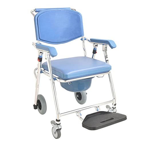 Fauteuil Roulant De Toilette - Chaise D'Aisance De Douche En Aluminium Avec Seau Amovible - Pour Personnes Âgées Handicapées Confort De Grossesse - Chaise D'Aisance De Chevet À Roulettes - Fauteuil